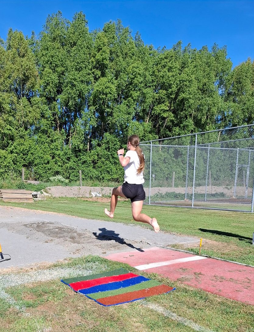 Long jump practice at a club night